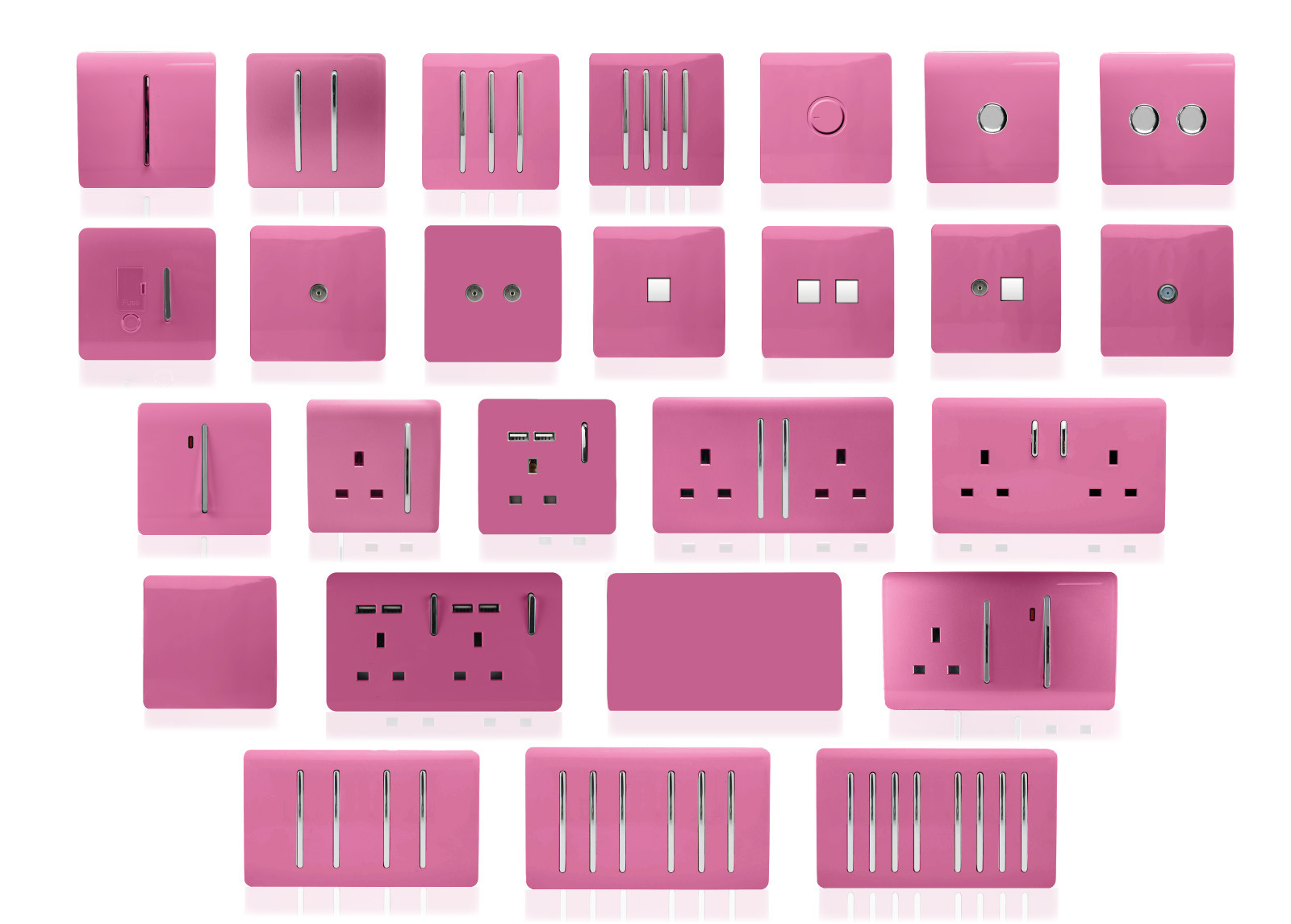 Pink Wiring Accessories Trendi Decorative Screwless Pink Wiring Accessories Trendi Decorative Screwless